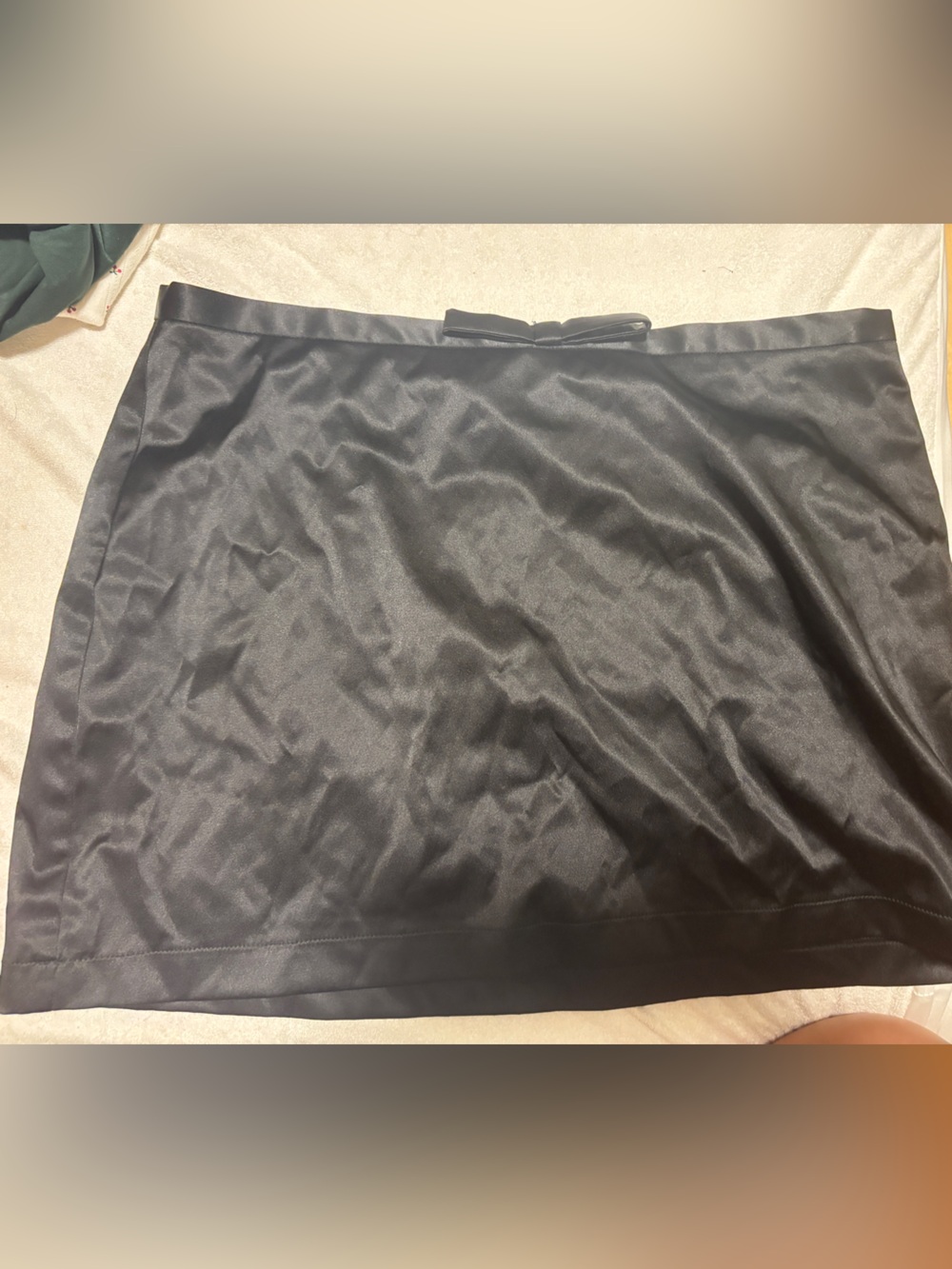 Dynamite Black Satin Mini Skirt with Bow Waist